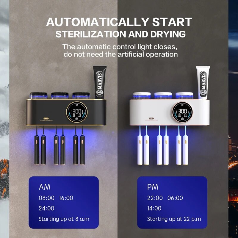 Sterilizzatore per Spazzolini da Denti con Distributore Automatico di Dentifricio